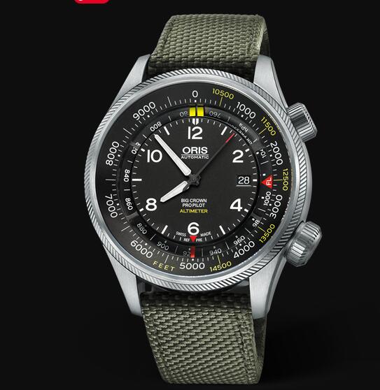 Review Oris Aviation Big Crown Propilot ALTIMETER WITH FEET SCALE 47mm Replica Watch 01 733 7705 4134-Set 5 23 14FC